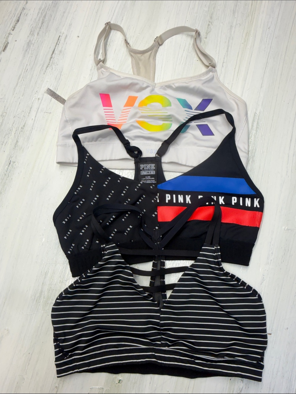 π€ Victoria's Secret PINK & VSX Sports Bra Bralette Bundle (Set of 3) Sz M